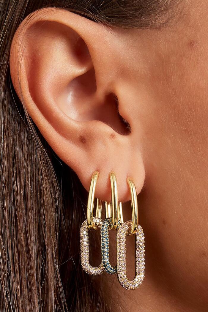 Kupfergliedrige Ohrringe mit Zirkonsteinen - Klein Blau Bild3